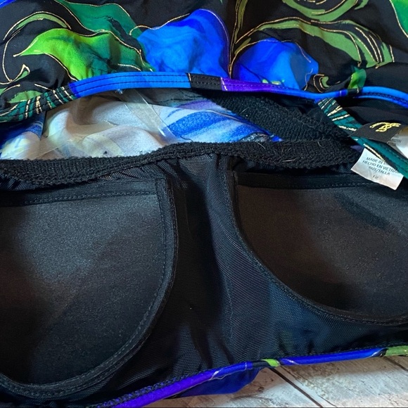 Robby Len Swim Fashions One Piece Swimsuit Blue Floral Sz 12 - Picture 9 of 9